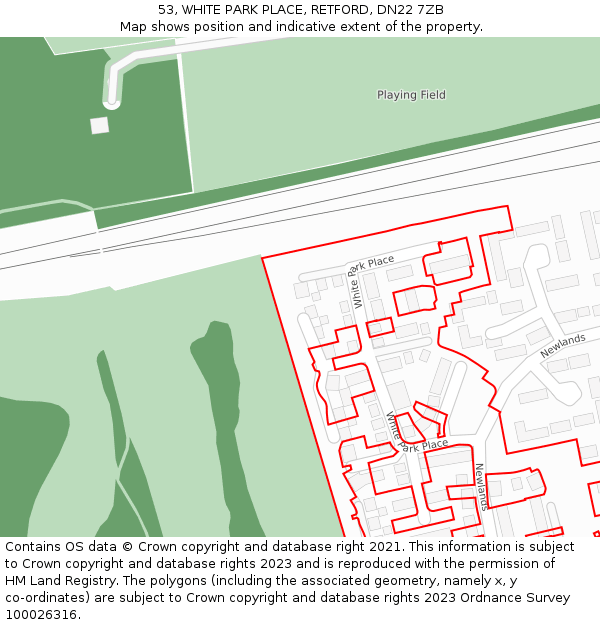 53, WHITE PARK PLACE, RETFORD, DN22 7ZB: Location map and indicative extent of plot