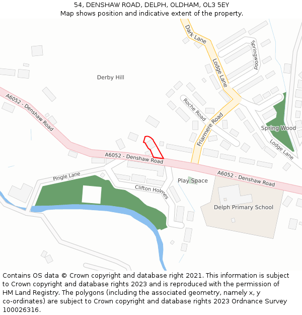 54, DENSHAW ROAD, DELPH, OLDHAM, OL3 5EY: Location map and indicative extent of plot