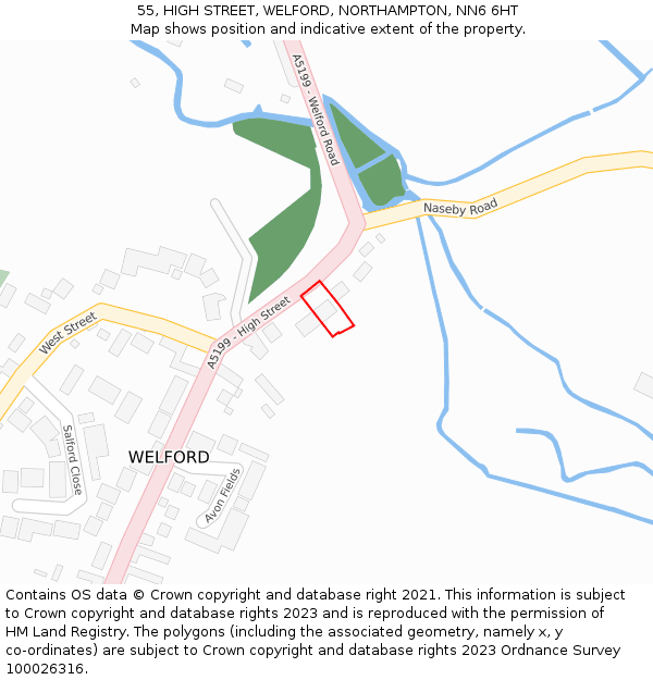 55, HIGH STREET, WELFORD, NORTHAMPTON, NN6 6HT: Location map and indicative extent of plot