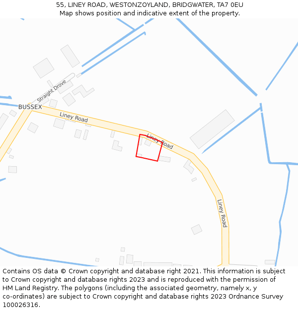 55, LINEY ROAD, WESTONZOYLAND, BRIDGWATER, TA7 0EU: Location map and indicative extent of plot