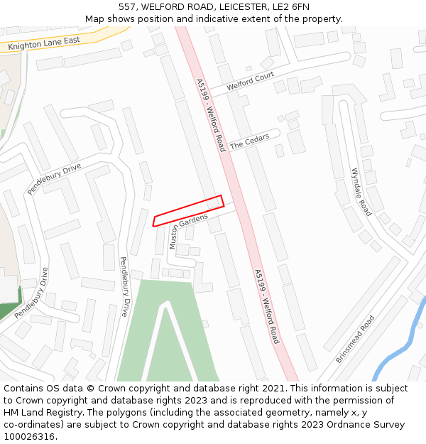 557, WELFORD ROAD, LEICESTER, LE2 6FN: Location map and indicative extent of plot