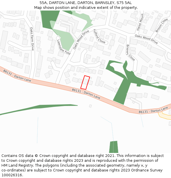 55A, DARTON LANE, DARTON, BARNSLEY, S75 5AL: Location map and indicative extent of plot