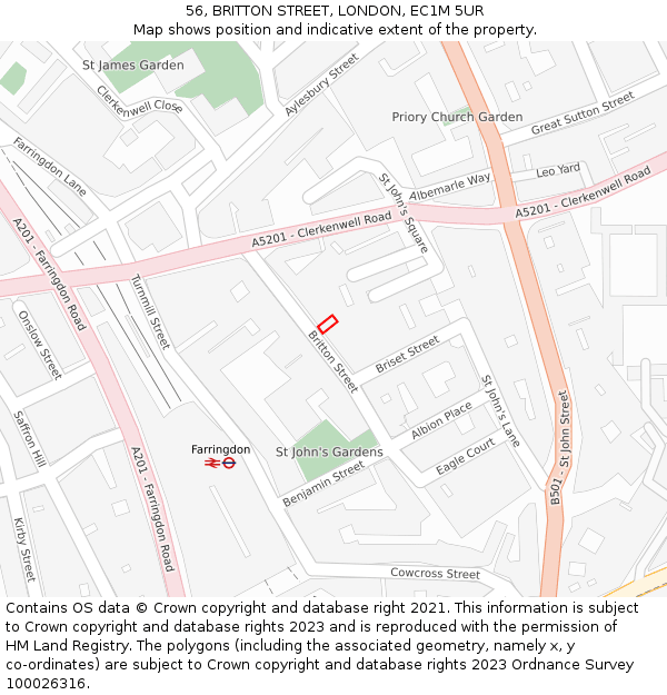 56, BRITTON STREET, LONDON, EC1M 5UR: Location map and indicative extent of plot