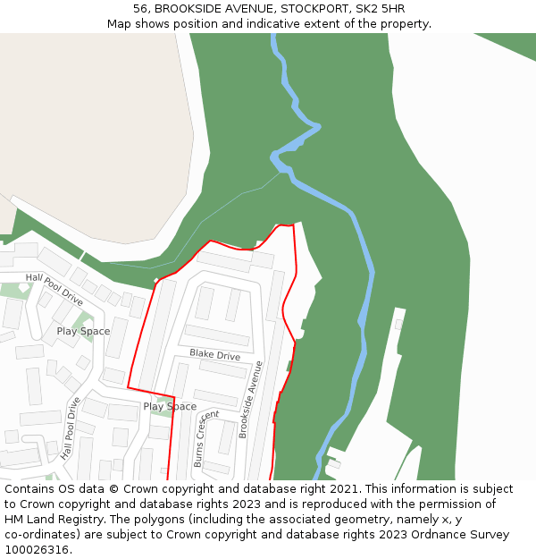 56, BROOKSIDE AVENUE, STOCKPORT, SK2 5HR: Location map and indicative extent of plot