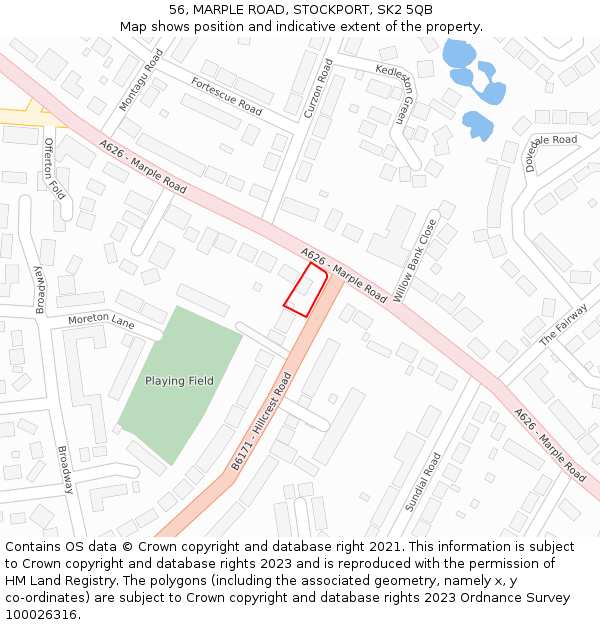 56, MARPLE ROAD, STOCKPORT, SK2 5QB: Location map and indicative extent of plot