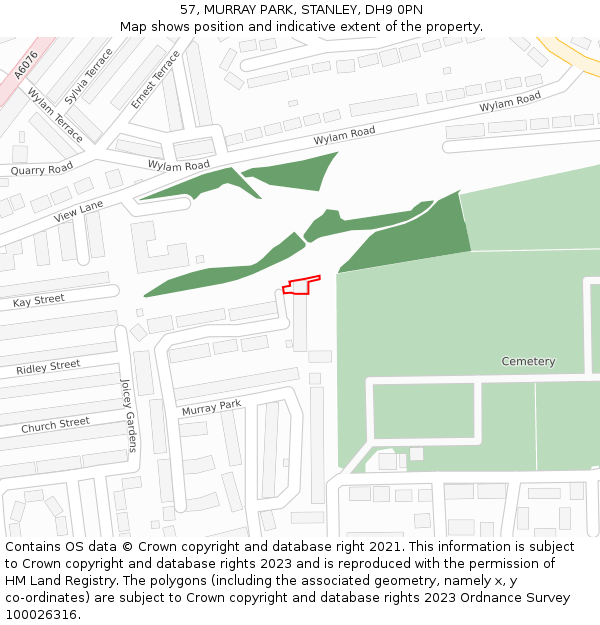 57, MURRAY PARK, STANLEY, DH9 0PN: Location map and indicative extent of plot