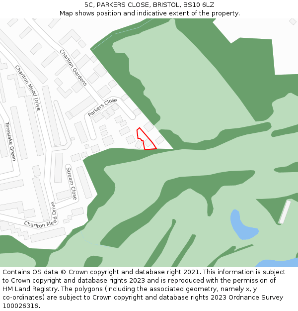 5C, PARKERS CLOSE, BRISTOL, BS10 6LZ: Location map and indicative extent of plot