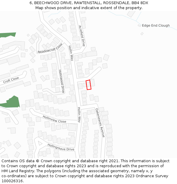 6, BEECHWOOD DRIVE, RAWTENSTALL, ROSSENDALE, BB4 8DX: Location map and indicative extent of plot