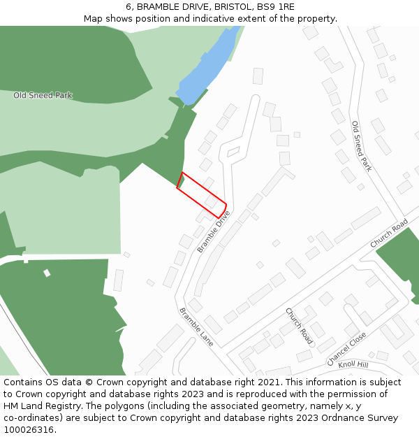 6, BRAMBLE DRIVE, BRISTOL, BS9 1RE: Location map and indicative extent of plot