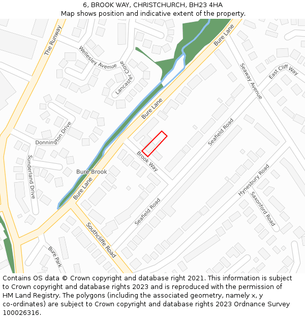 6, BROOK WAY, CHRISTCHURCH, BH23 4HA: Location map and indicative extent of plot