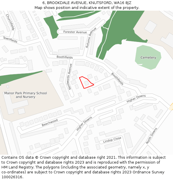 6, BROOKDALE AVENUE, KNUTSFORD, WA16 8JZ: Location map and indicative extent of plot