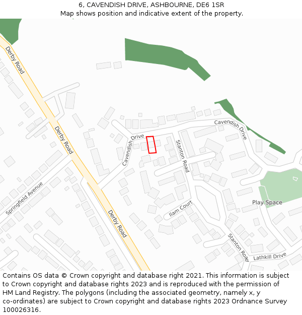 6, CAVENDISH DRIVE, ASHBOURNE, DE6 1SR: Location map and indicative extent of plot