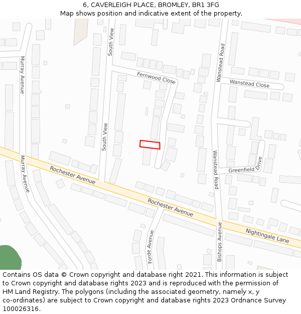 6, CAVERLEIGH PLACE, BROMLEY, BR1 3FG: Location map and indicative extent of plot