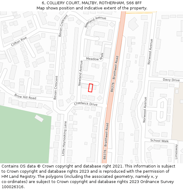 6, COLLIERY COURT, MALTBY, ROTHERHAM, S66 8FF: Location map and indicative extent of plot