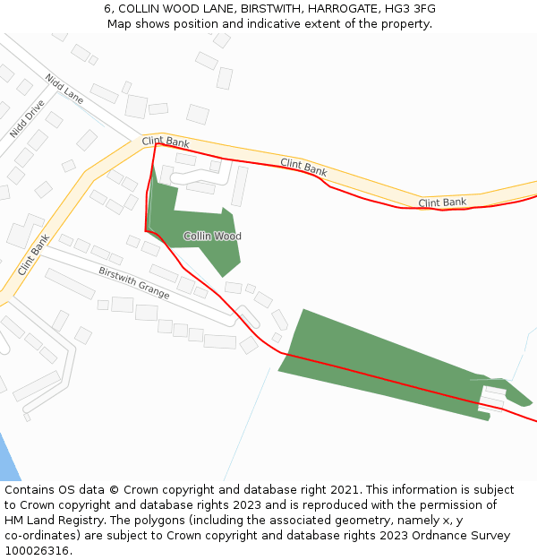 6, COLLIN WOOD LANE, BIRSTWITH, HARROGATE, HG3 3FG: Location map and indicative extent of plot