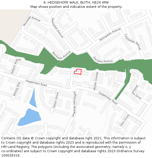 6, HEDGEHOPE WALK, BLYTH, NE24 4RW: Location map and indicative extent of plot