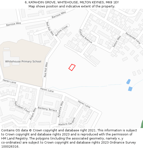 6, KATAHDIN GROVE, WHITEHOUSE, MILTON KEYNES, MK8 1EY: Location map and indicative extent of plot