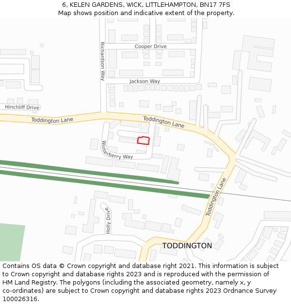 6, KELEN GARDENS, WICK, LITTLEHAMPTON, BN17 7FS: Location map and indicative extent of plot