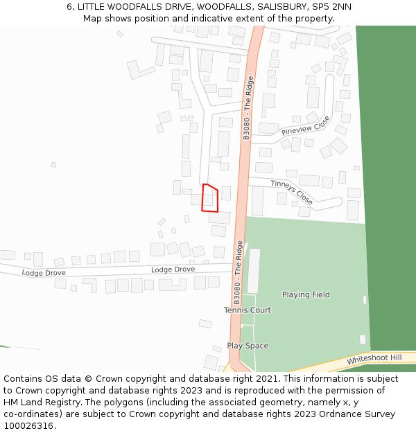 6, LITTLE WOODFALLS DRIVE, WOODFALLS, SALISBURY, SP5 2NN: Location map and indicative extent of plot