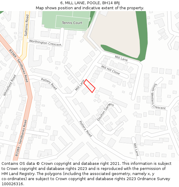 6, MILL LANE, POOLE, BH14 8RJ: Location map and indicative extent of plot