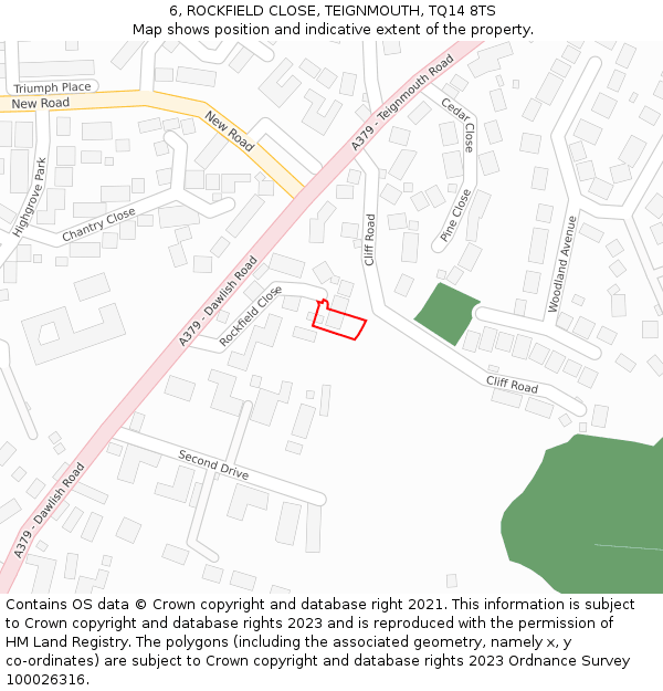 6, ROCKFIELD CLOSE, TEIGNMOUTH, TQ14 8TS: Location map and indicative extent of plot