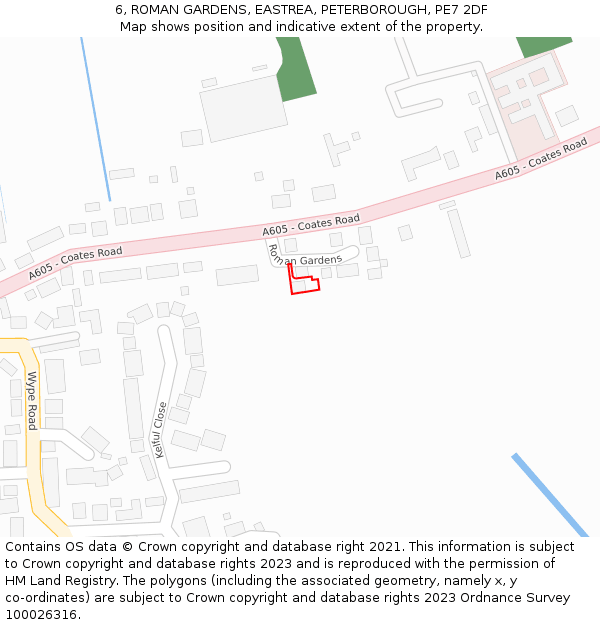 6, ROMAN GARDENS, EASTREA, PETERBOROUGH, PE7 2DF: Location map and indicative extent of plot