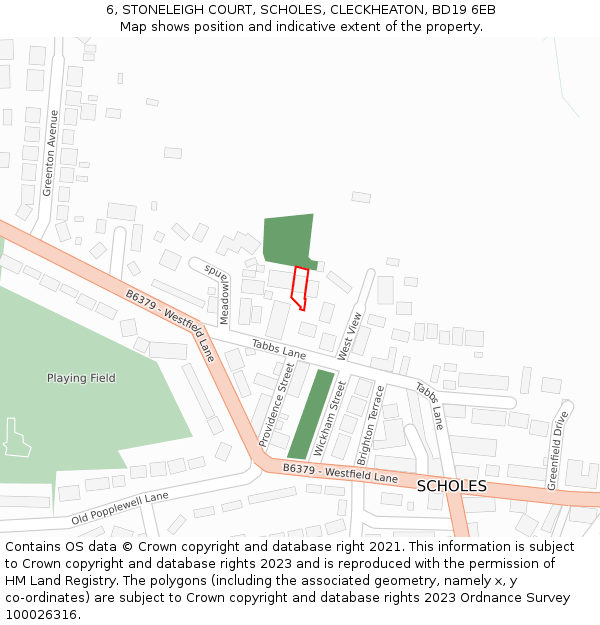 6, STONELEIGH COURT, SCHOLES, CLECKHEATON, BD19 6EB: Location map and indicative extent of plot