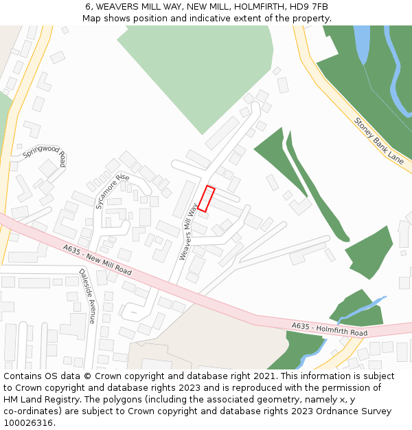 6, WEAVERS MILL WAY, NEW MILL, HOLMFIRTH, HD9 7FB: Location map and indicative extent of plot