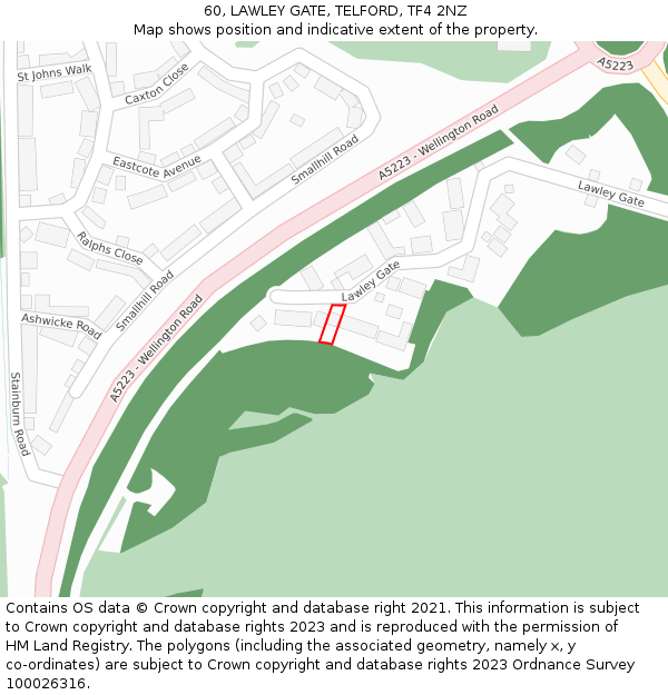 60, LAWLEY GATE, TELFORD, TF4 2NZ: Location map and indicative extent of plot