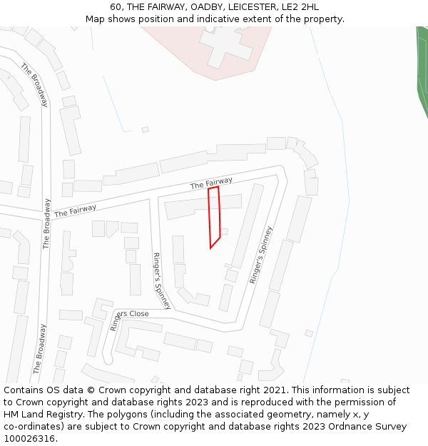 60, THE FAIRWAY, OADBY, LEICESTER, LE2 2HL: Location map and indicative extent of plot