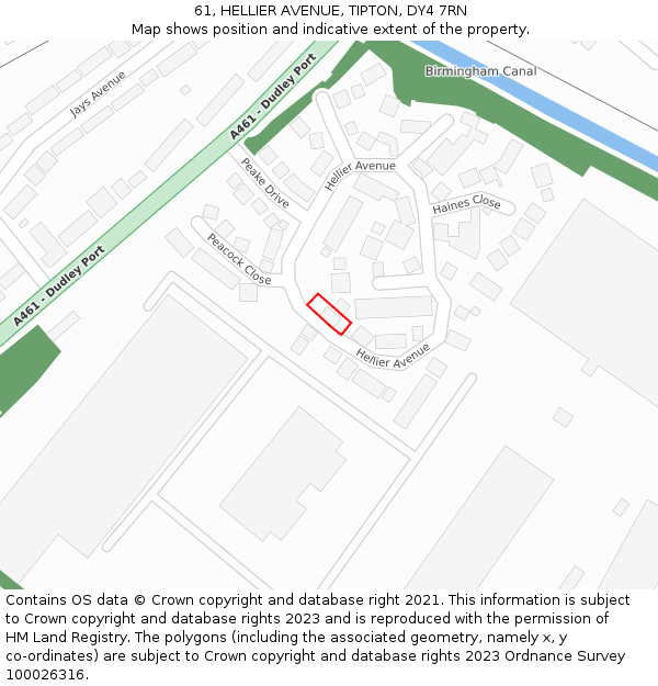 61, HELLIER AVENUE, TIPTON, DY4 7RN: Location map and indicative extent of plot