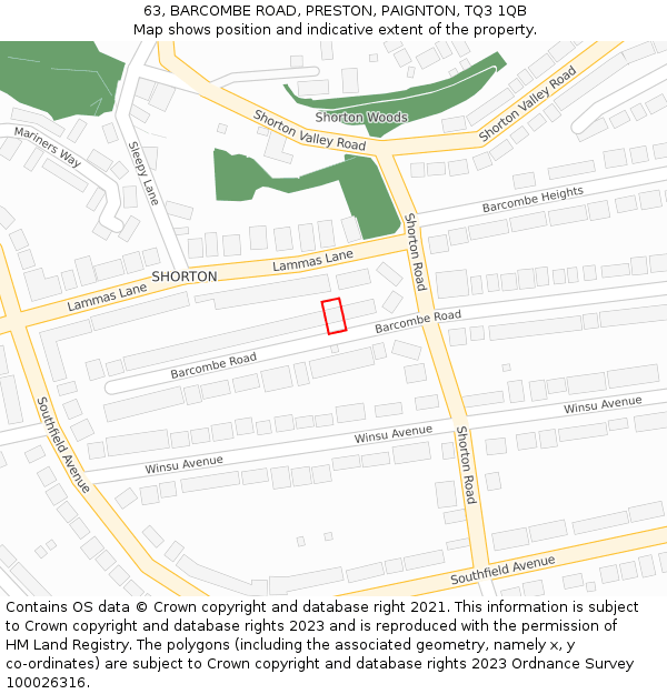 63, BARCOMBE ROAD, PRESTON, PAIGNTON, TQ3 1QB: Location map and indicative extent of plot