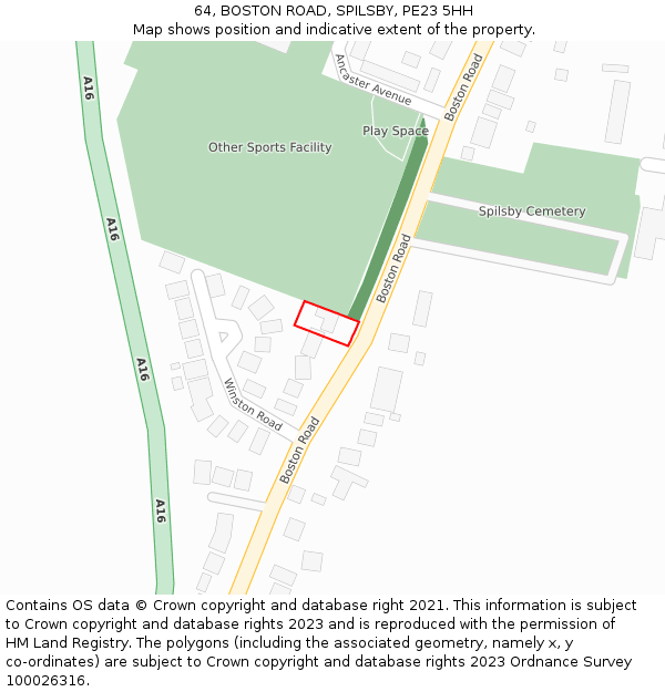 64, BOSTON ROAD, SPILSBY, PE23 5HH: Location map and indicative extent of plot