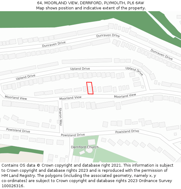 64, MOORLAND VIEW, DERRIFORD, PLYMOUTH, PL6 6AW: Location map and indicative extent of plot