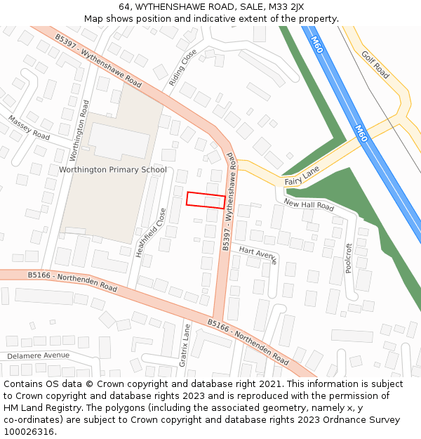 64, WYTHENSHAWE ROAD, SALE, M33 2JX: Location map and indicative extent of plot