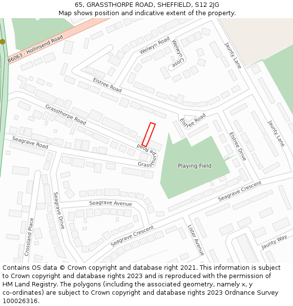 65, GRASSTHORPE ROAD, SHEFFIELD, S12 2JG: Location map and indicative extent of plot