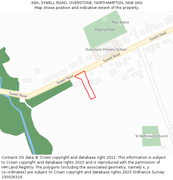 69A, SYWELL ROAD, OVERSTONE, NORTHAMPTON, NN6 0AG: Location map and indicative extent of plot