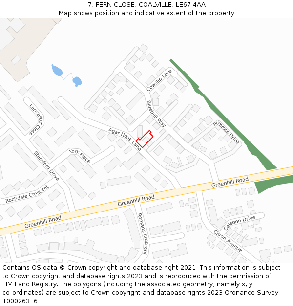 7, FERN CLOSE, COALVILLE, LE67 4AA: Location map and indicative extent of plot