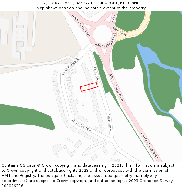 7, FORGE LANE, BASSALEG, NEWPORT, NP10 8NF: Location map and indicative extent of plot