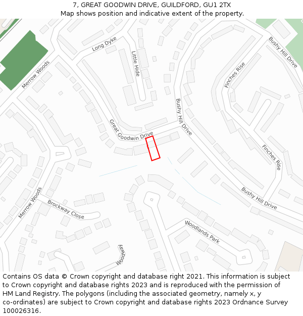 7, GREAT GOODWIN DRIVE, GUILDFORD, GU1 2TX: Location map and indicative extent of plot