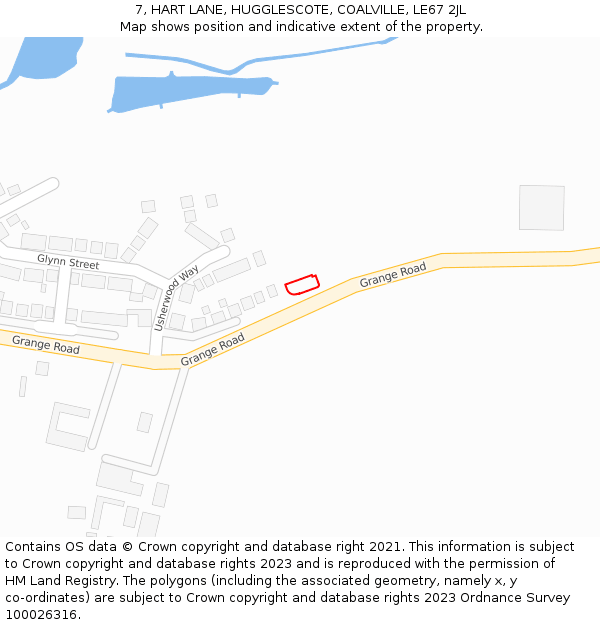 7, HART LANE, HUGGLESCOTE, COALVILLE, LE67 2JL: Location map and indicative extent of plot