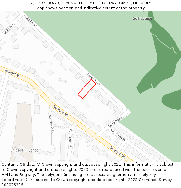 7, LINKS ROAD, FLACKWELL HEATH, HIGH WYCOMBE, HP10 9LY: Location map and indicative extent of plot