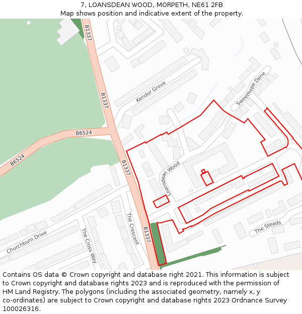 7, LOANSDEAN WOOD, MORPETH, NE61 2FB: Location map and indicative extent of plot