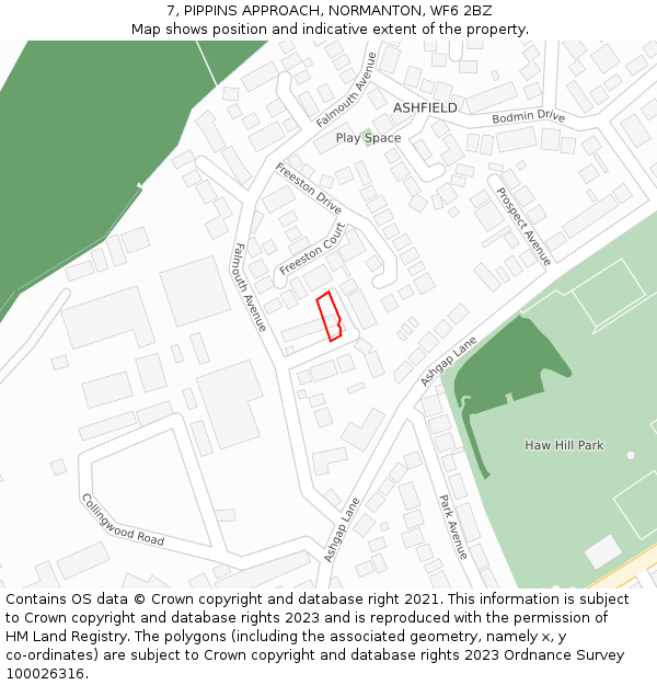 7, PIPPINS APPROACH, NORMANTON, WF6 2BZ: Location map and indicative extent of plot