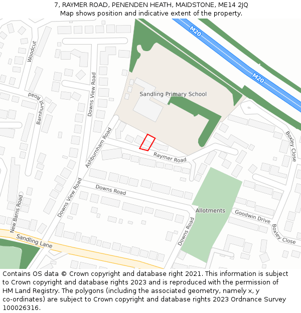 7, RAYMER ROAD, PENENDEN HEATH, MAIDSTONE, ME14 2JQ: Location map and indicative extent of plot