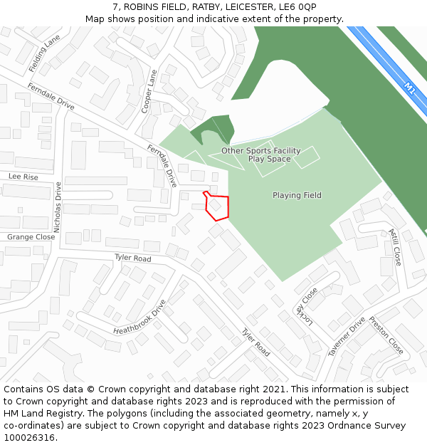 7, ROBINS FIELD, RATBY, LEICESTER, LE6 0QP: Location map and indicative extent of plot