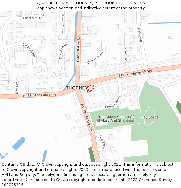 7, WISBECH ROAD, THORNEY, PETERBOROUGH, PE6 0SA: Location map and indicative extent of plot