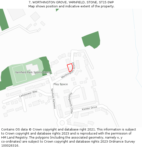 7, WORTHINGTON GROVE, YARNFIELD, STONE, ST15 0WP: Location map and indicative extent of plot