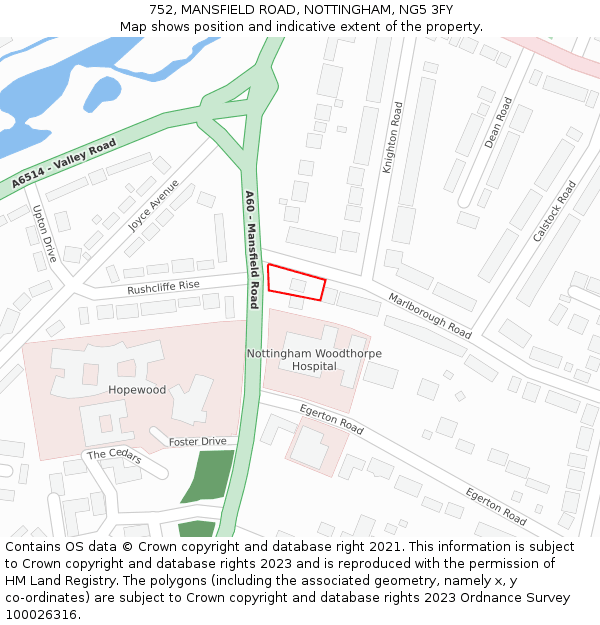 752, MANSFIELD ROAD, NOTTINGHAM, NG5 3FY: Location map and indicative extent of plot