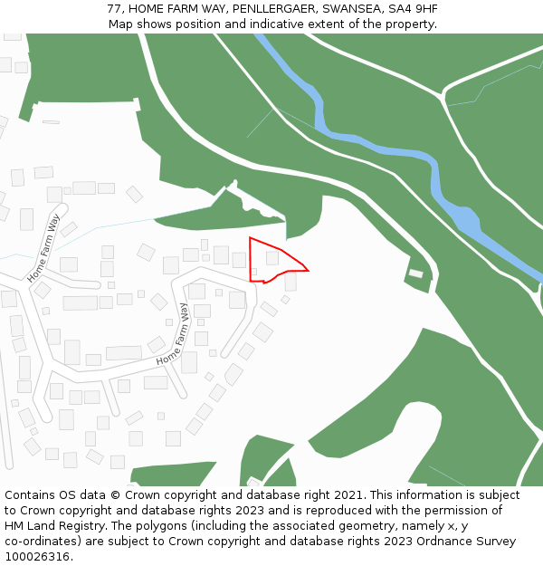 77, HOME FARM WAY, PENLLERGAER, SWANSEA, SA4 9HF: Location map and indicative extent of plot